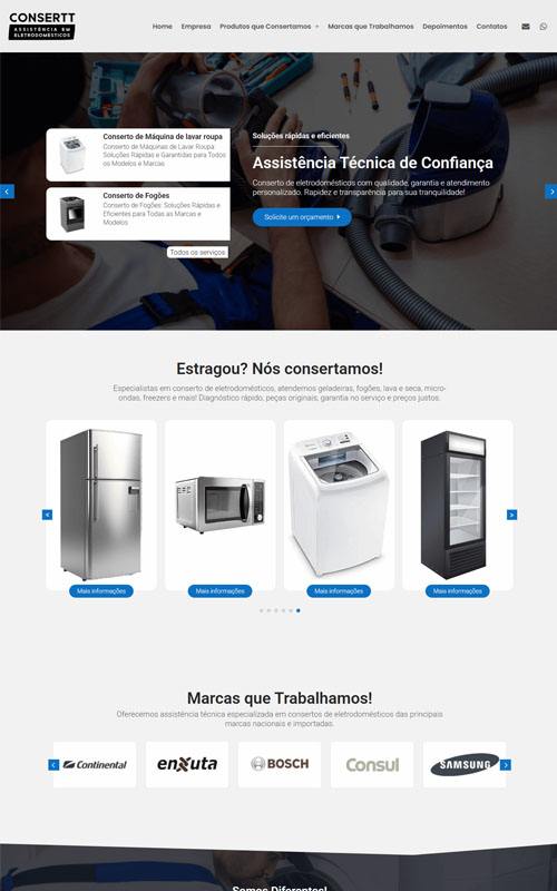 Site criado para empresa de assistência a eletrodomésticos